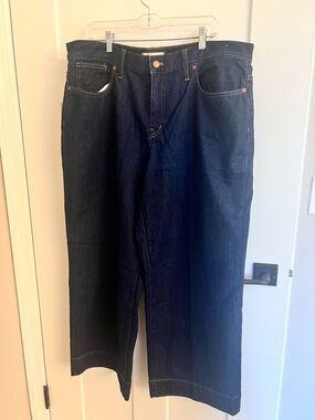 NWT Madewell SuperWide-Leg Indigo Denim Jeans with Contrast Stitching